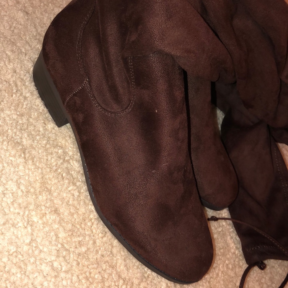 Brown knee high boots